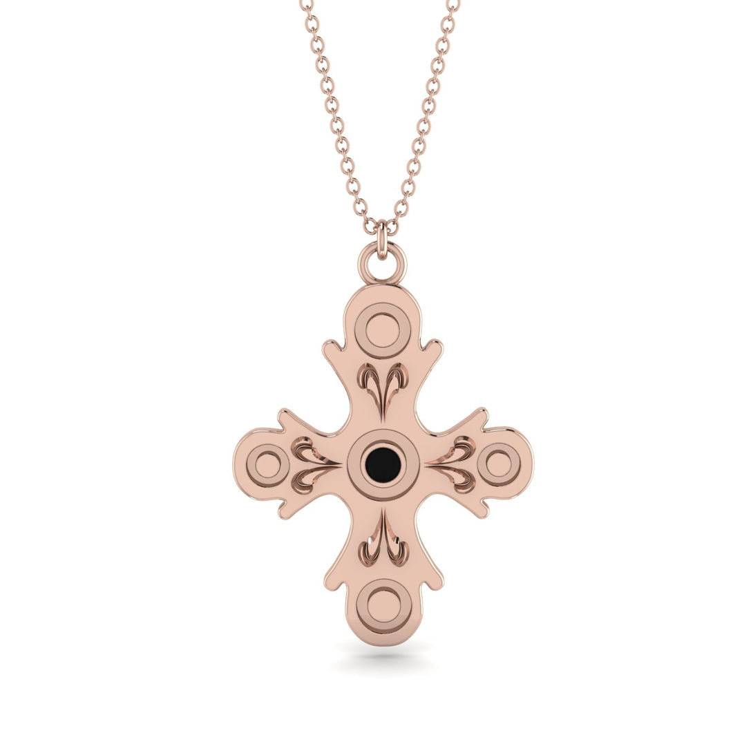 Equilateral Round Black Diamond Cross Amulet - Asher No. 8