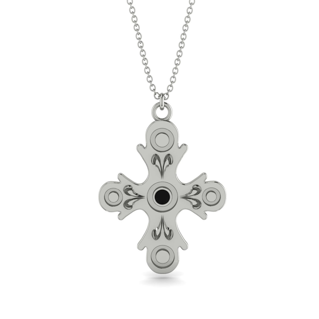 Equilateral Round Black Diamond Cross Amulet - Asher No. 9