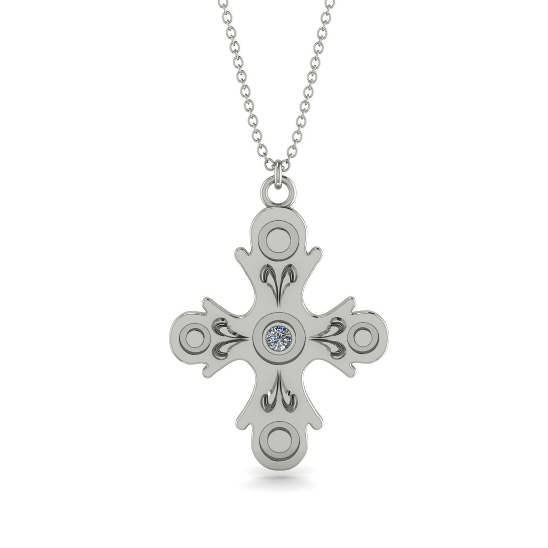 Equilateral Round Diamond Cross Amulet - Asher No. 3