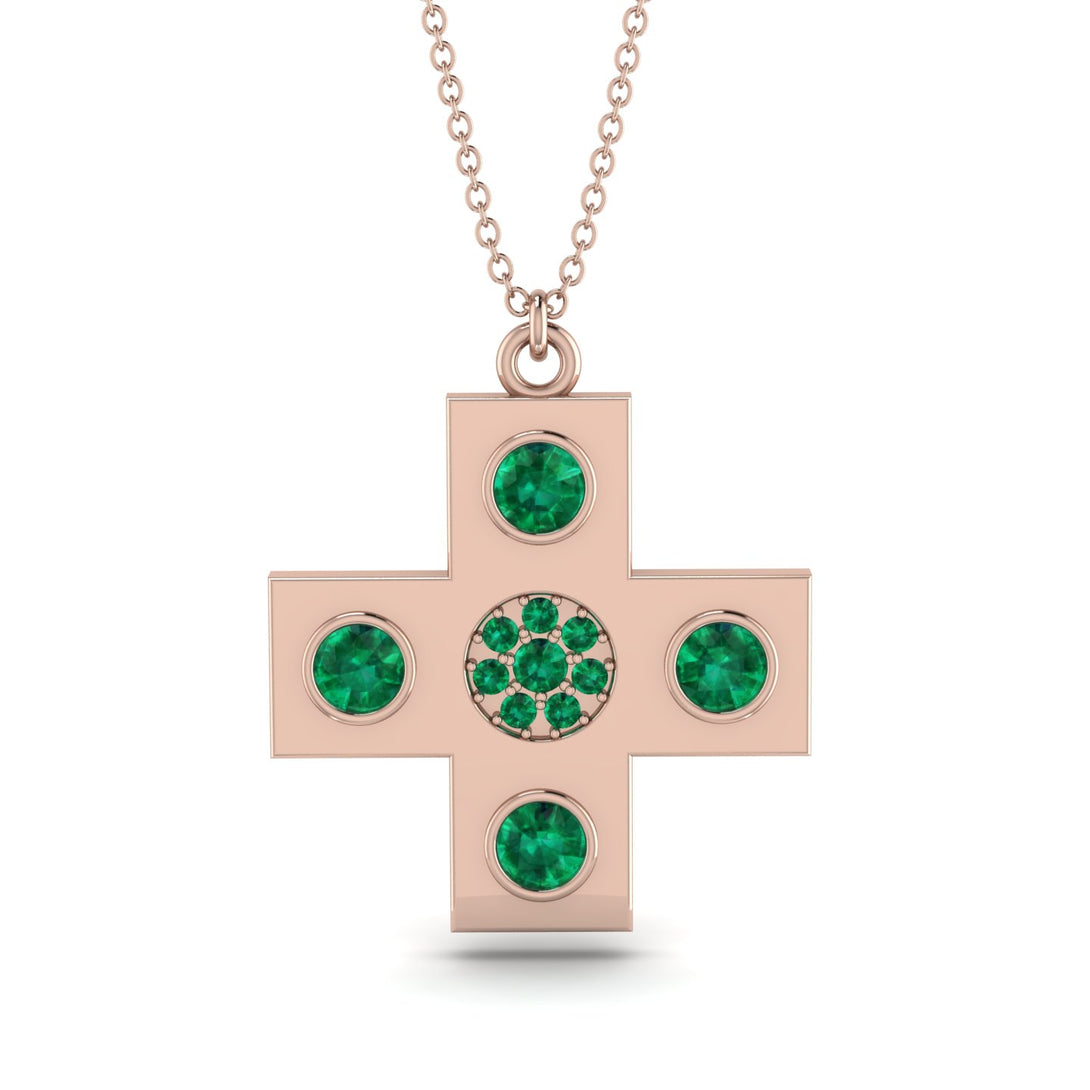 Equilateral Emerald Cross Necklace - Jayce No. 5