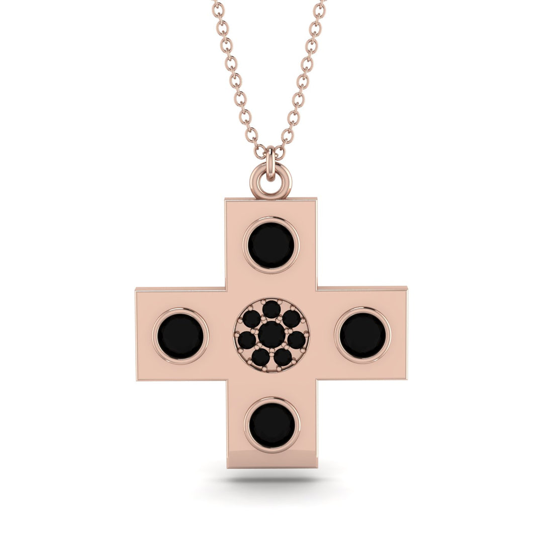 Equilateral Black Diamond Cross Necklace - Jayce No. 8