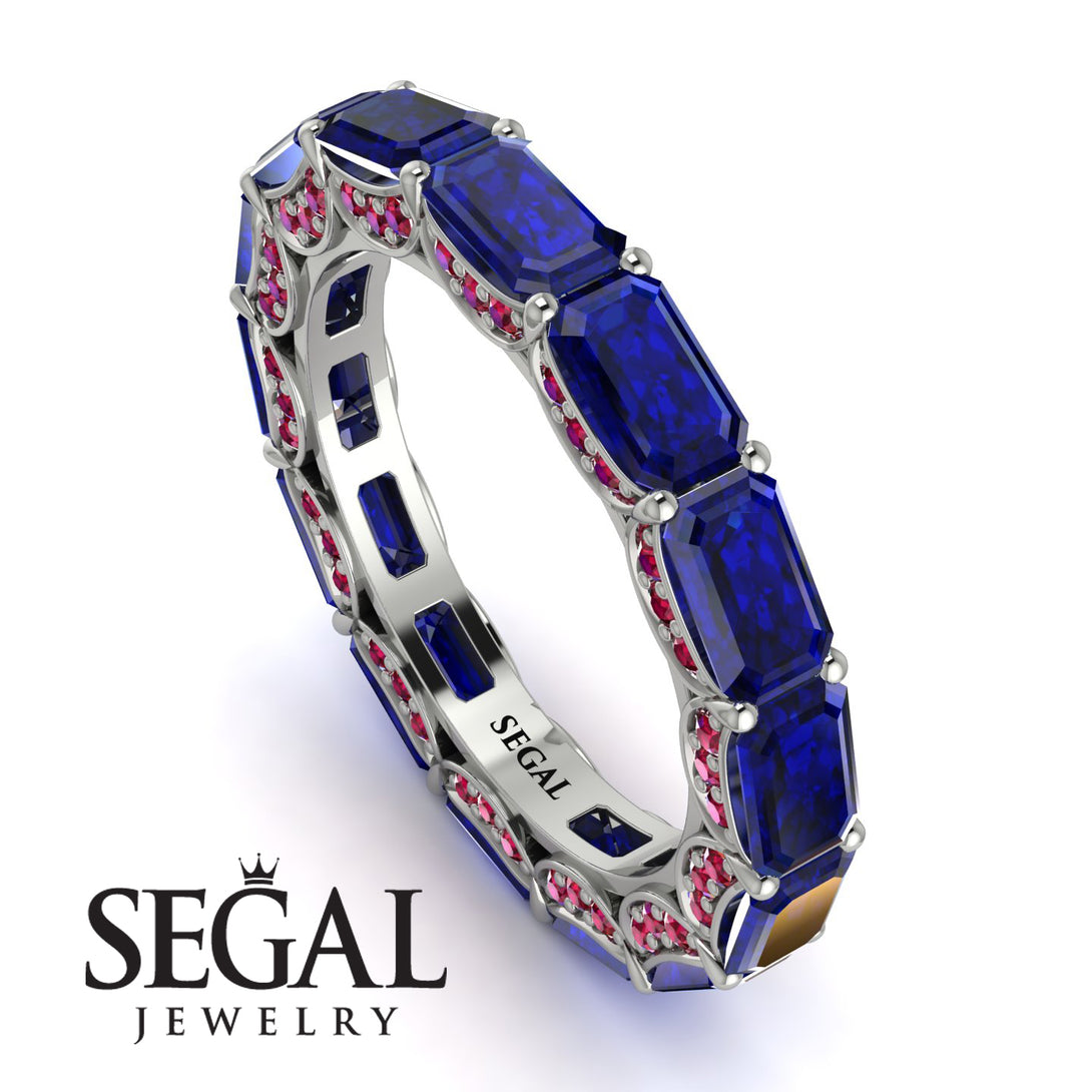 Eternity Emerald Hidden Sapphires Band - Ember No. 60