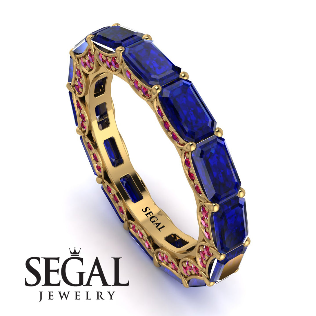 Eternity Emerald Hidden Sapphires Band - Ember No. 58