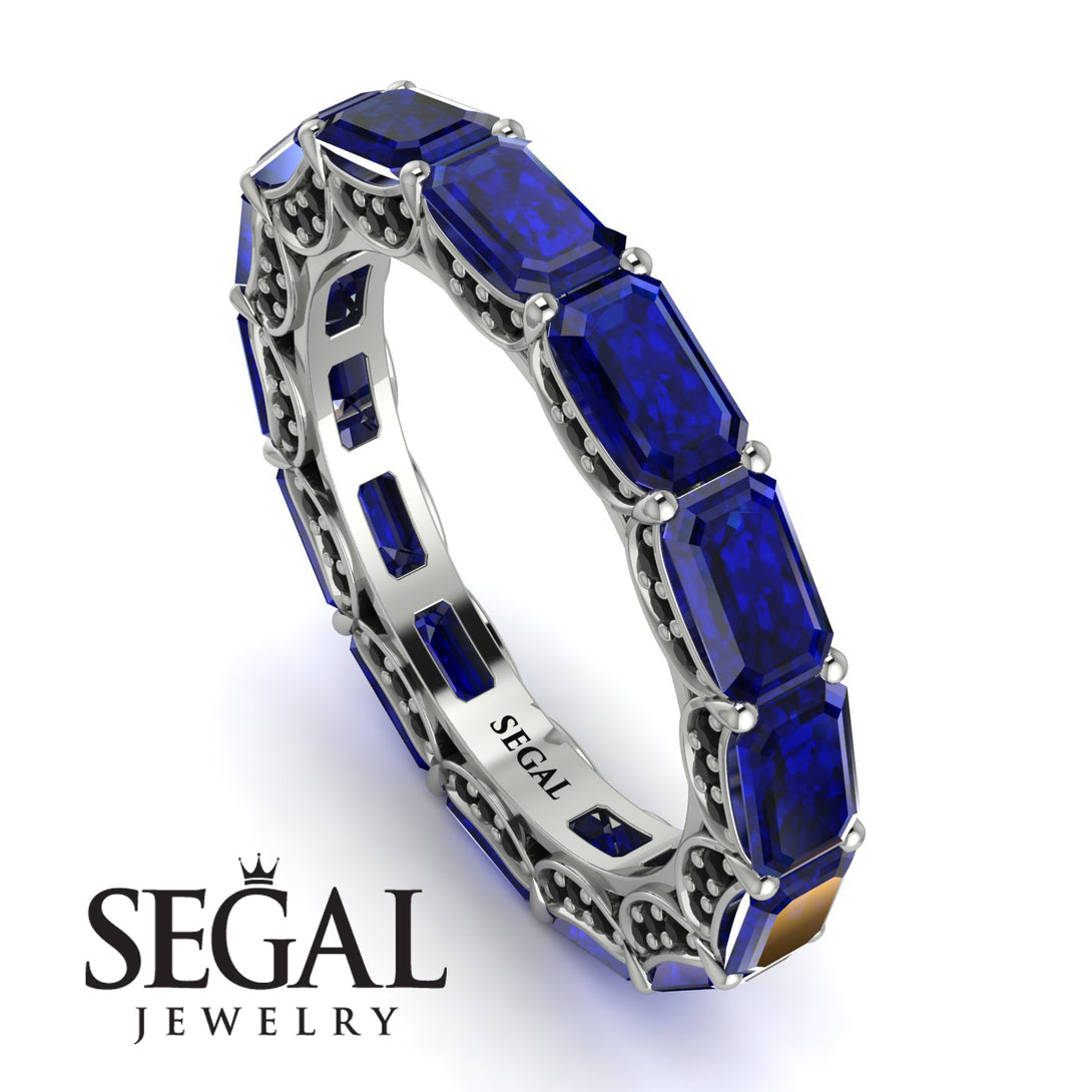 Eternity Emerald Hidden Sapphires Band - Ember No. 45