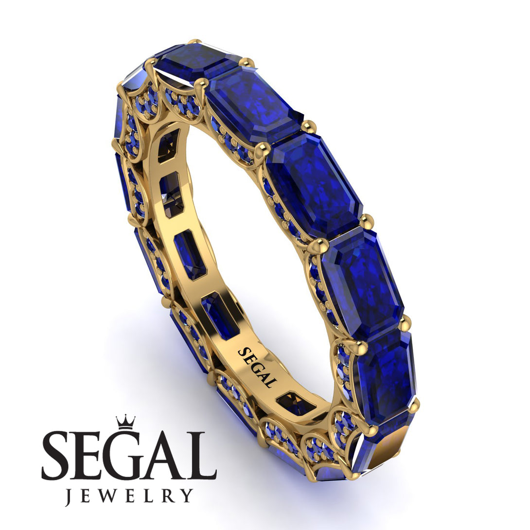 Eternity Emerald Hidden Sapphires Band - Ember No. 73
