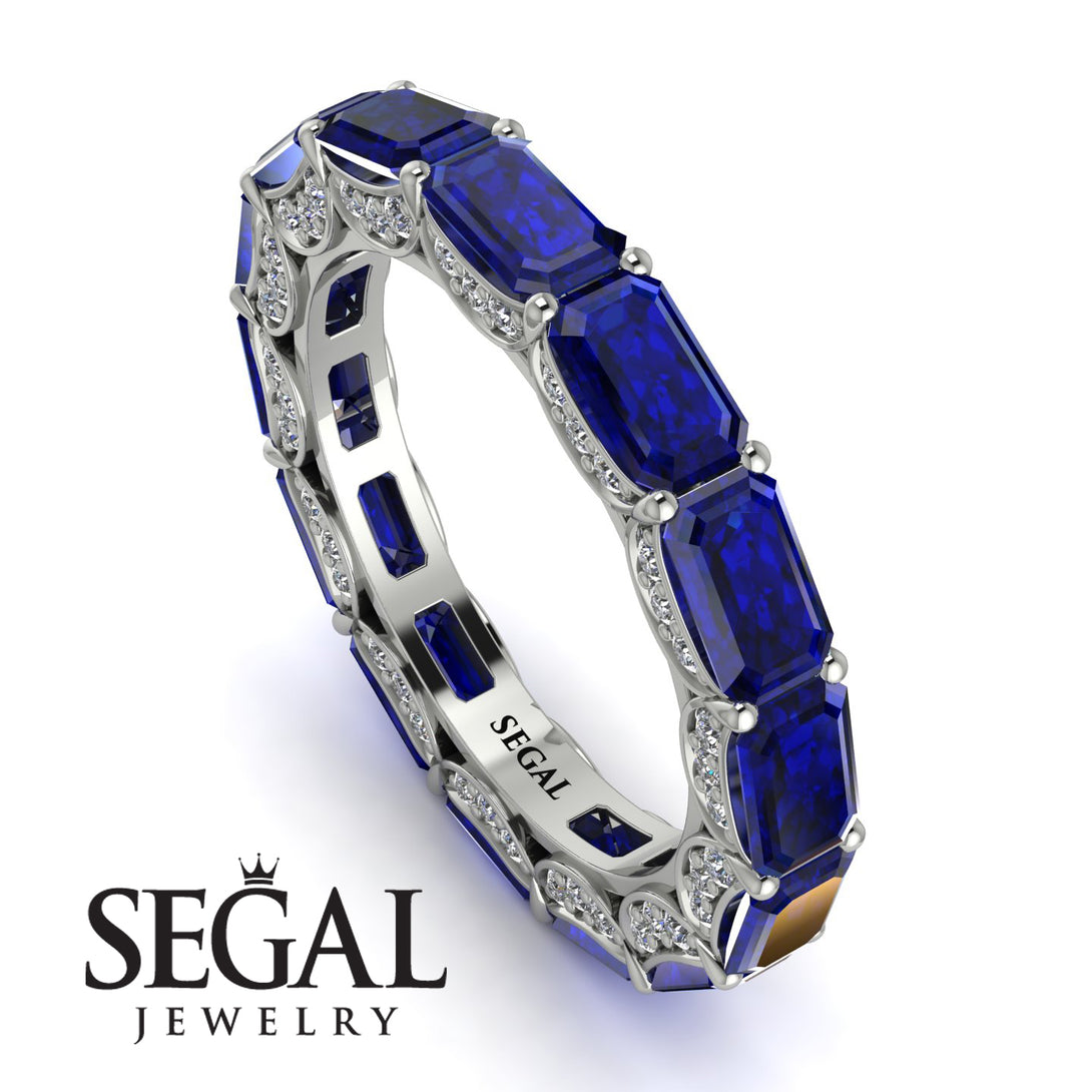 Eternity Emerald Hidden Sapphires Band - Ember No. 15