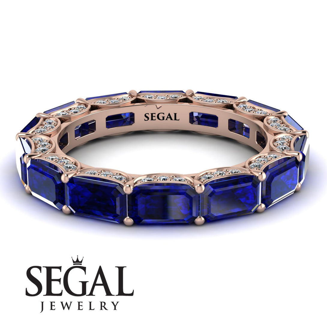 Eternity Emerald Hidden Sapphires Band - Ember No. 14