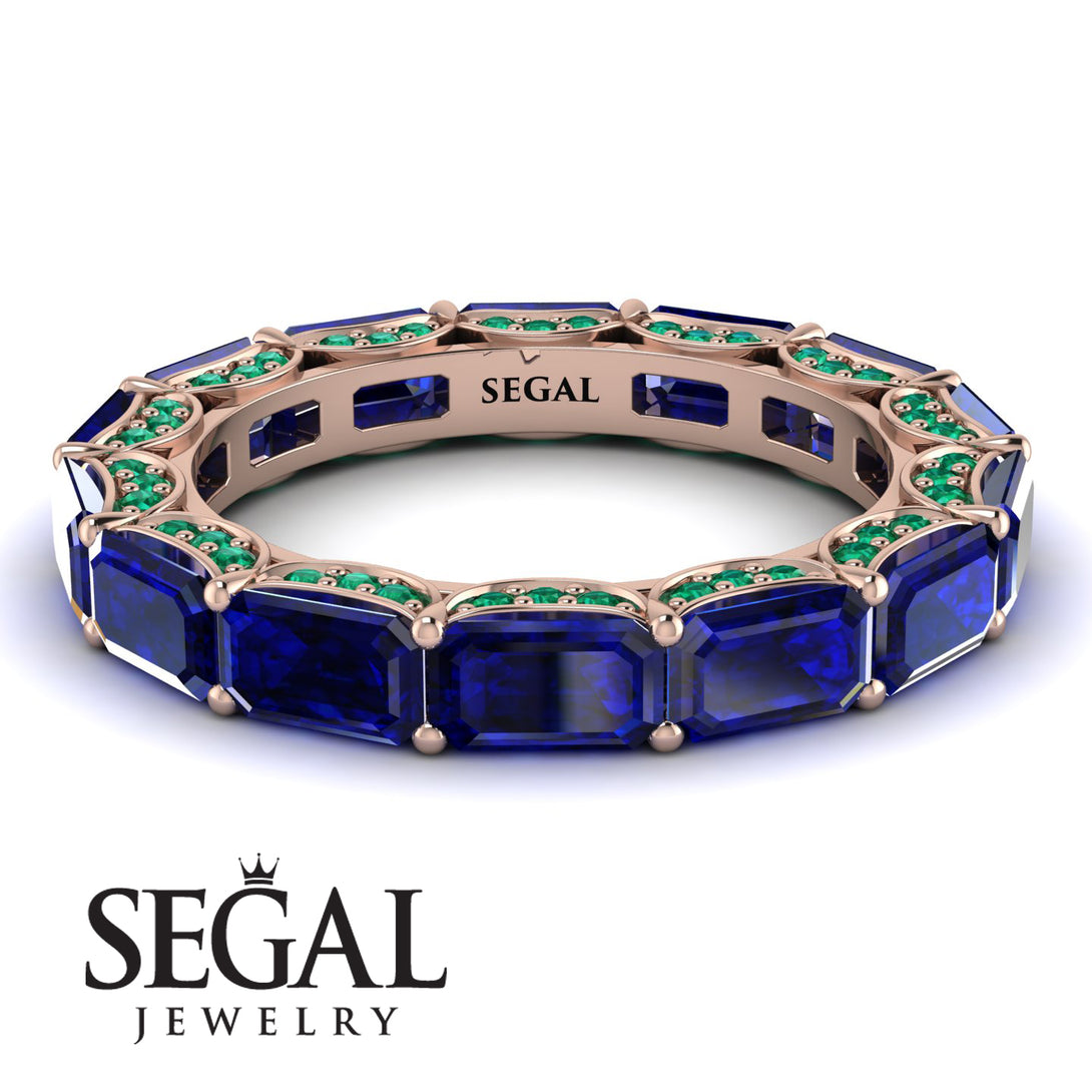 Eternity Emerald Hidden Sapphires Band - Ember No. 29