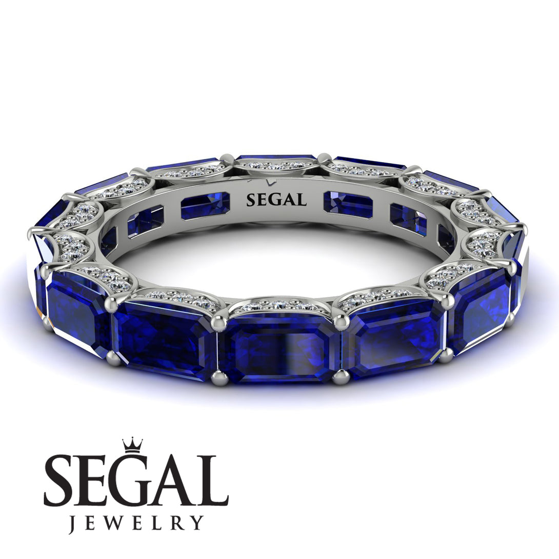 Eternity Emerald Hidden Sapphires Band - Ember No. 15