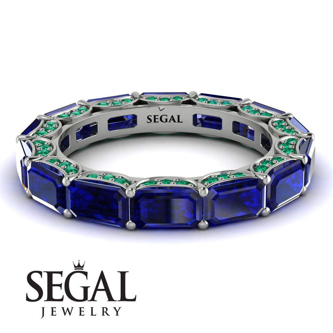 Eternity Emerald Hidden Sapphires Band - Ember No. 30