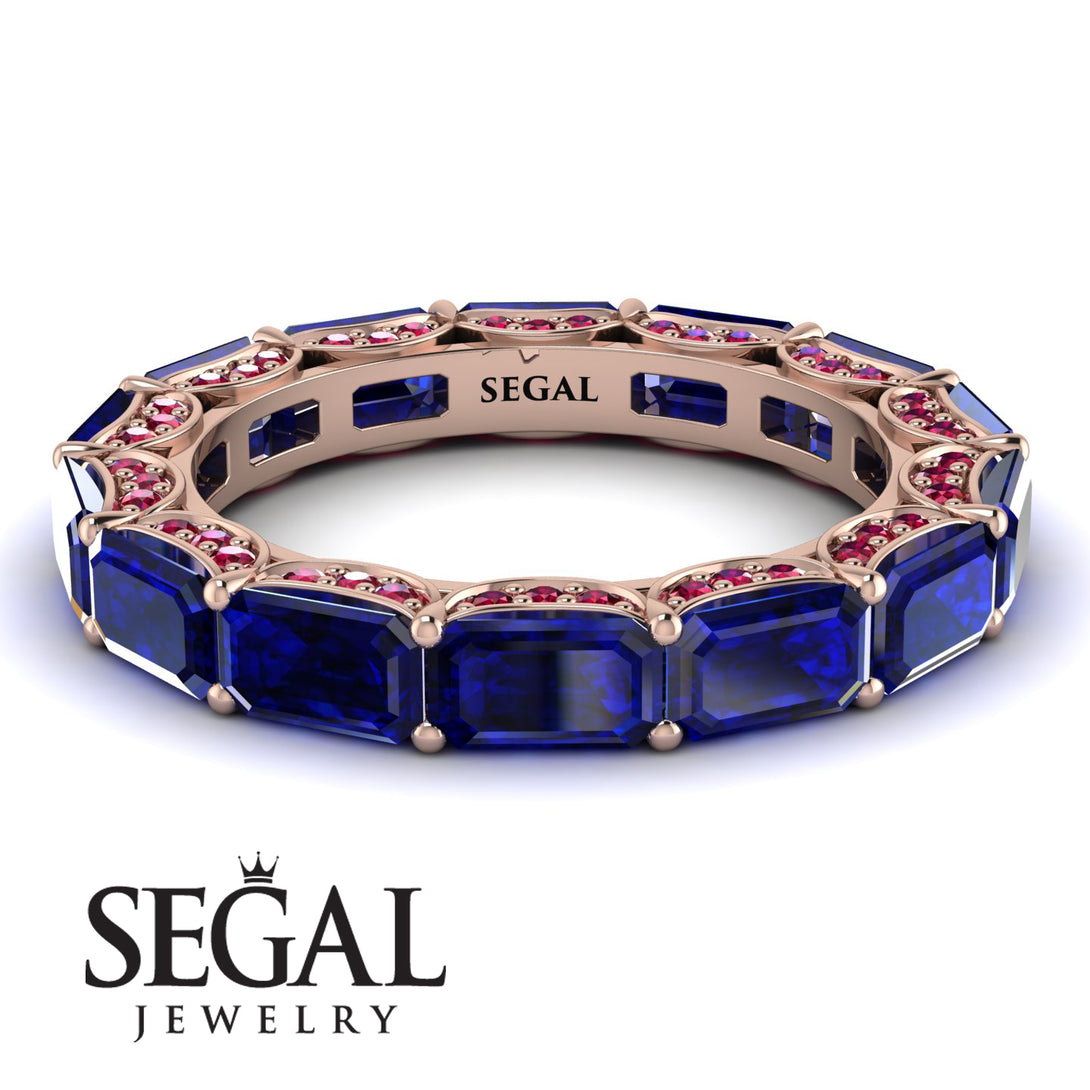 Eternity Emerald Hidden Sapphires Band - Ember No. 59