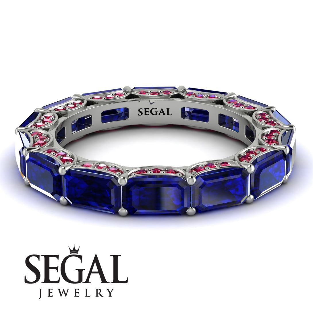 Eternity Emerald Hidden Sapphires Band - Ember No. 60