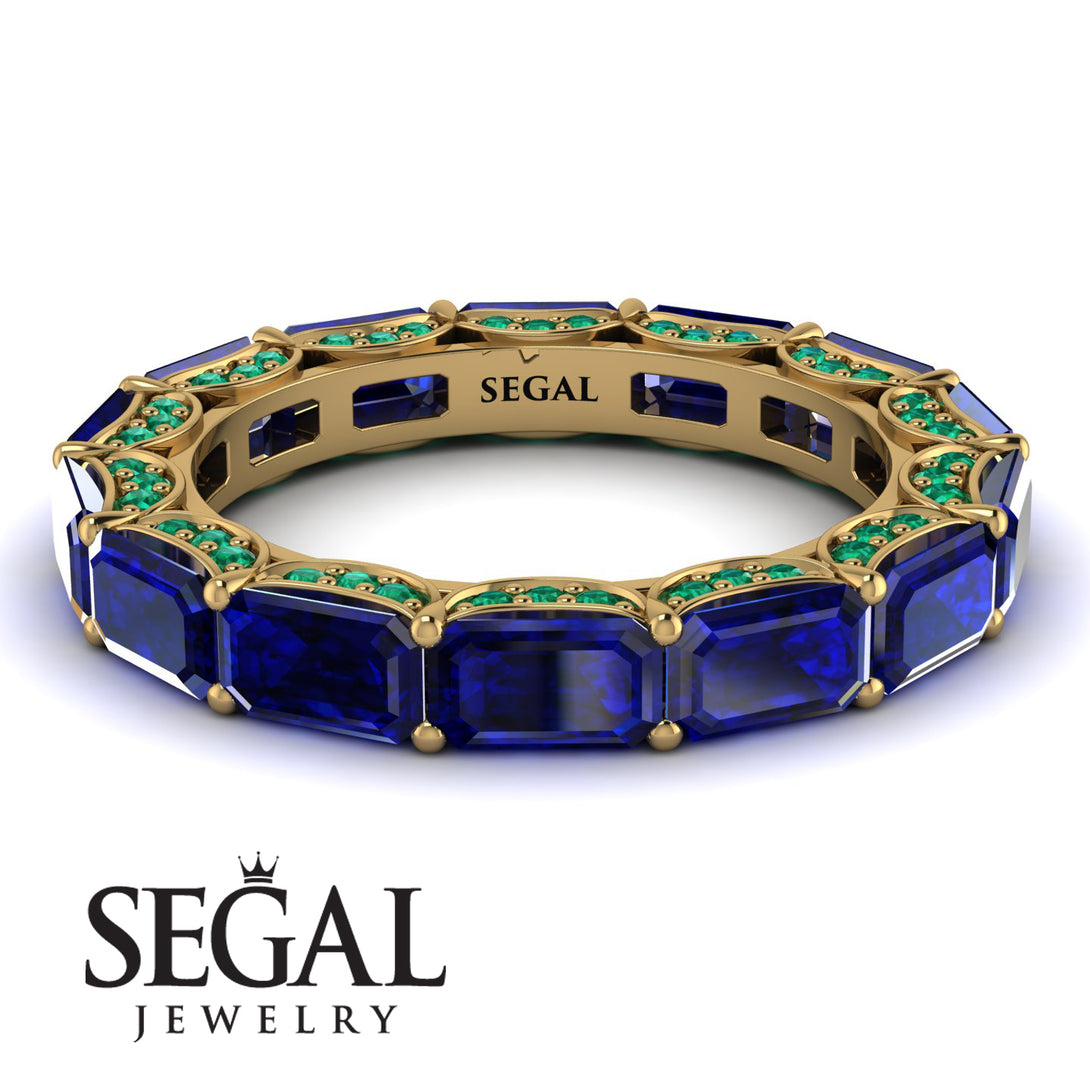 Eternity Emerald Hidden Sapphires Band - Ember No. 28