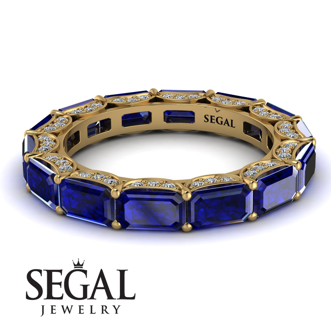 Eternity Emerald Hidden Sapphires Band - Ember No. 13