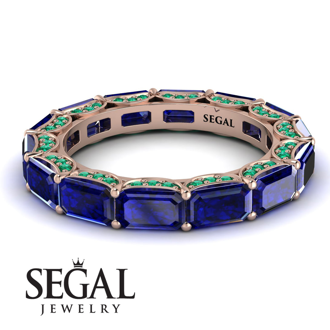 Eternity Emerald Hidden Sapphires Band - Ember No. 29