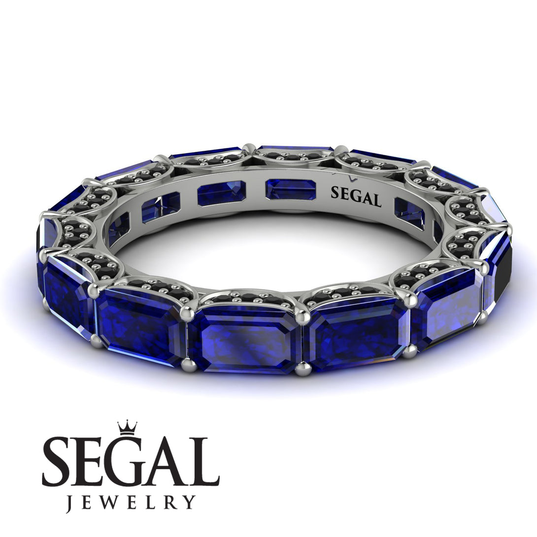 Eternity Emerald Hidden Sapphires Band - Ember No. 45