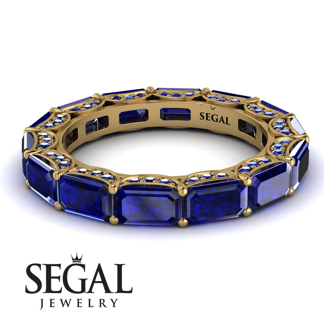 Eternity Emerald Hidden Sapphires Band - Ember No. 73