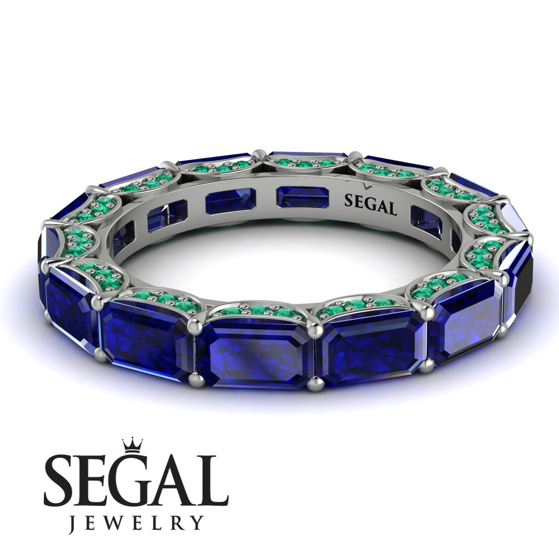 Eternity Emerald Hidden Sapphires Band - Ember No. 30
