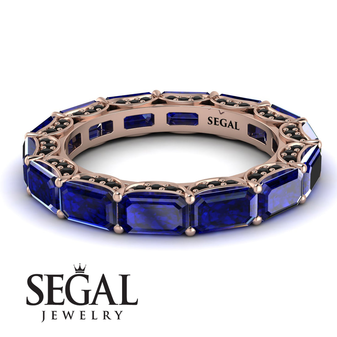 Eternity Emerald Hidden Sapphires Band - Ember No. 44