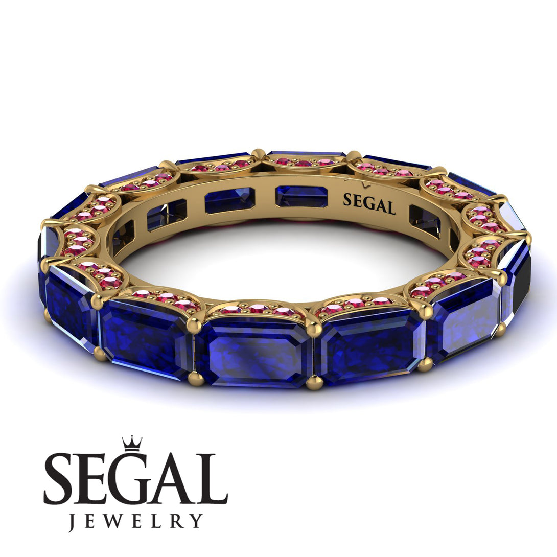 Eternity Emerald Hidden Sapphires Band - Ember No. 58