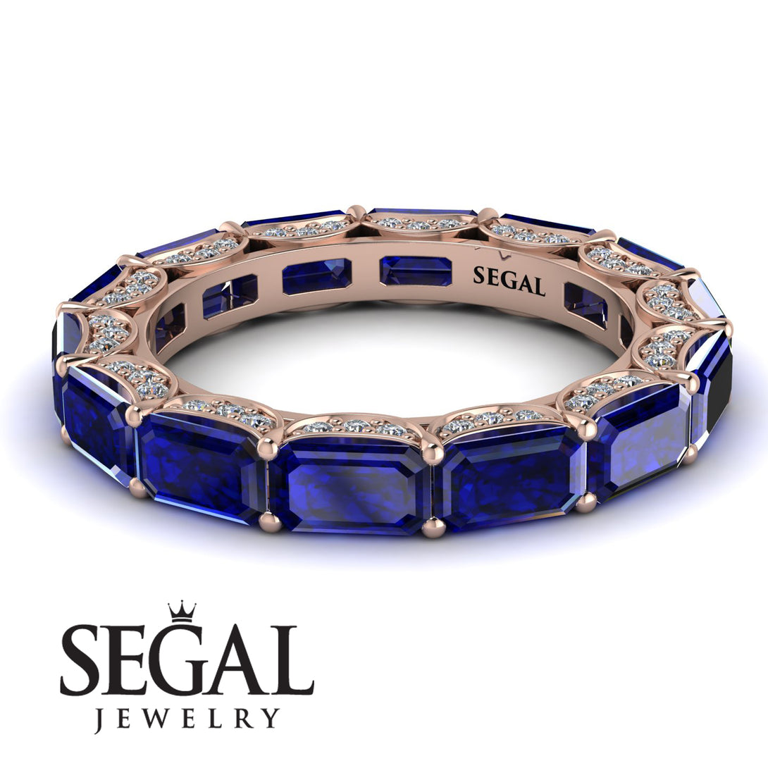 Eternity Emerald Hidden Sapphires Band - Ember No. 14