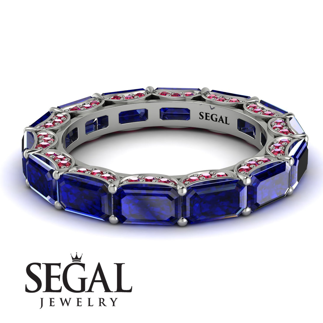 Eternity Emerald Hidden Sapphires Band - Ember No. 60