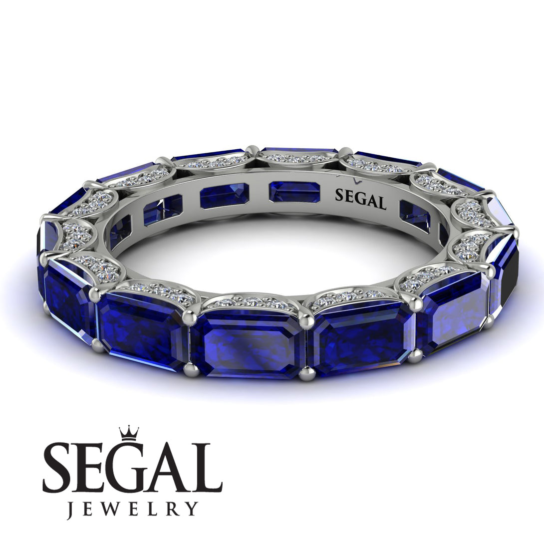 Eternity Emerald Hidden Sapphires Band - Ember No. 15