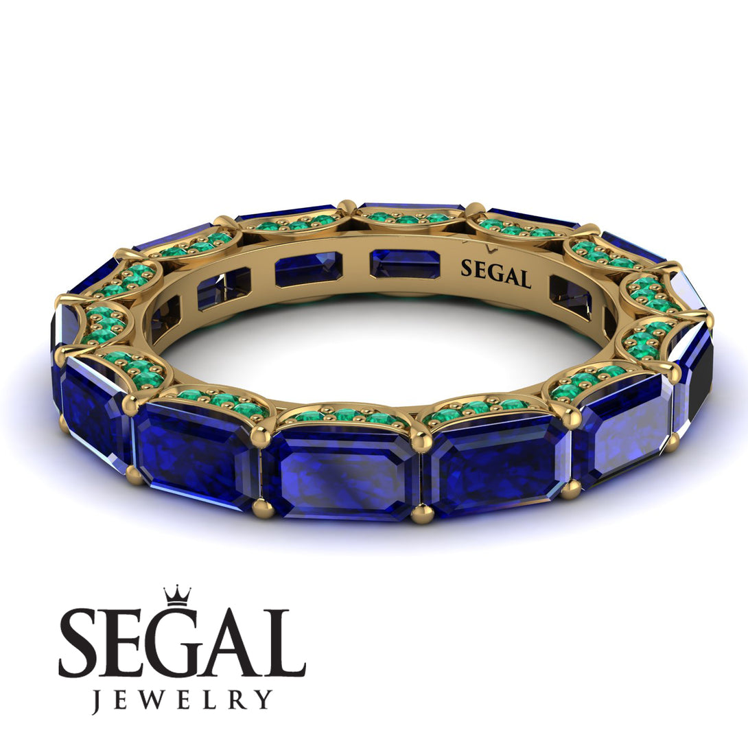 Eternity Emerald Hidden Sapphires Band - Ember No. 28