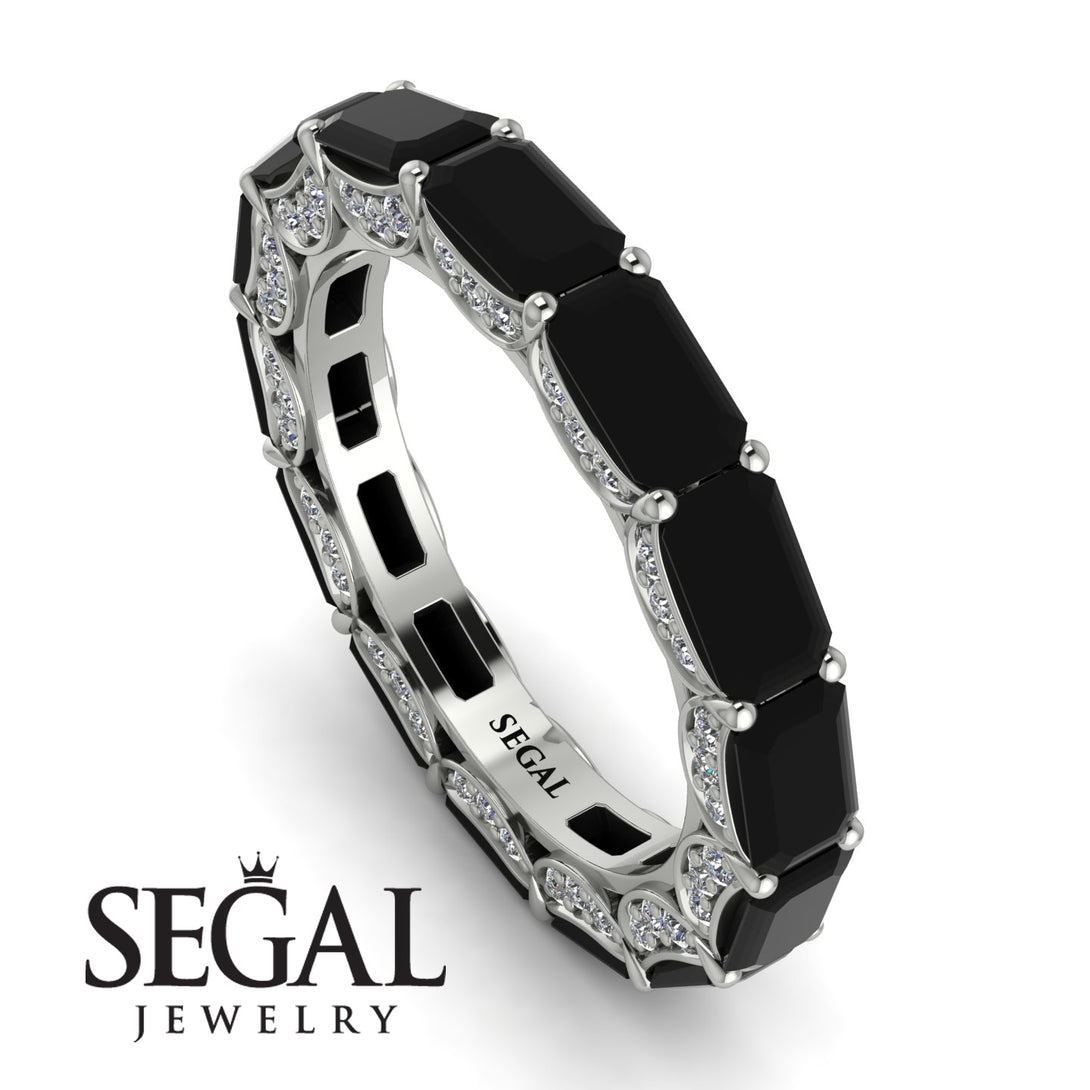 Eternity Emerald Hidden Black Diamonds Band - Ember No. 9