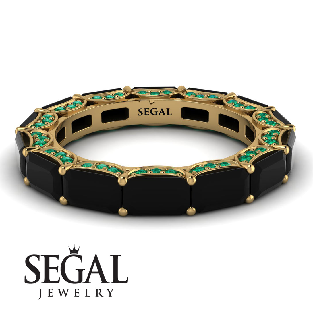 Eternity Emerald Hidden Black Diamonds Band - Ember No. 22