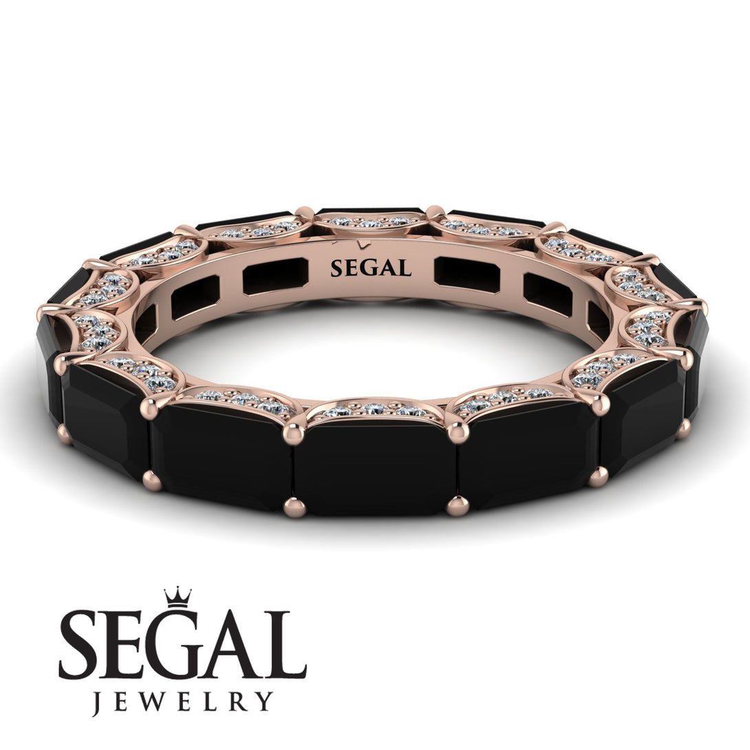 Eternity Emerald Hidden Black Diamonds Band - Ember No. 8