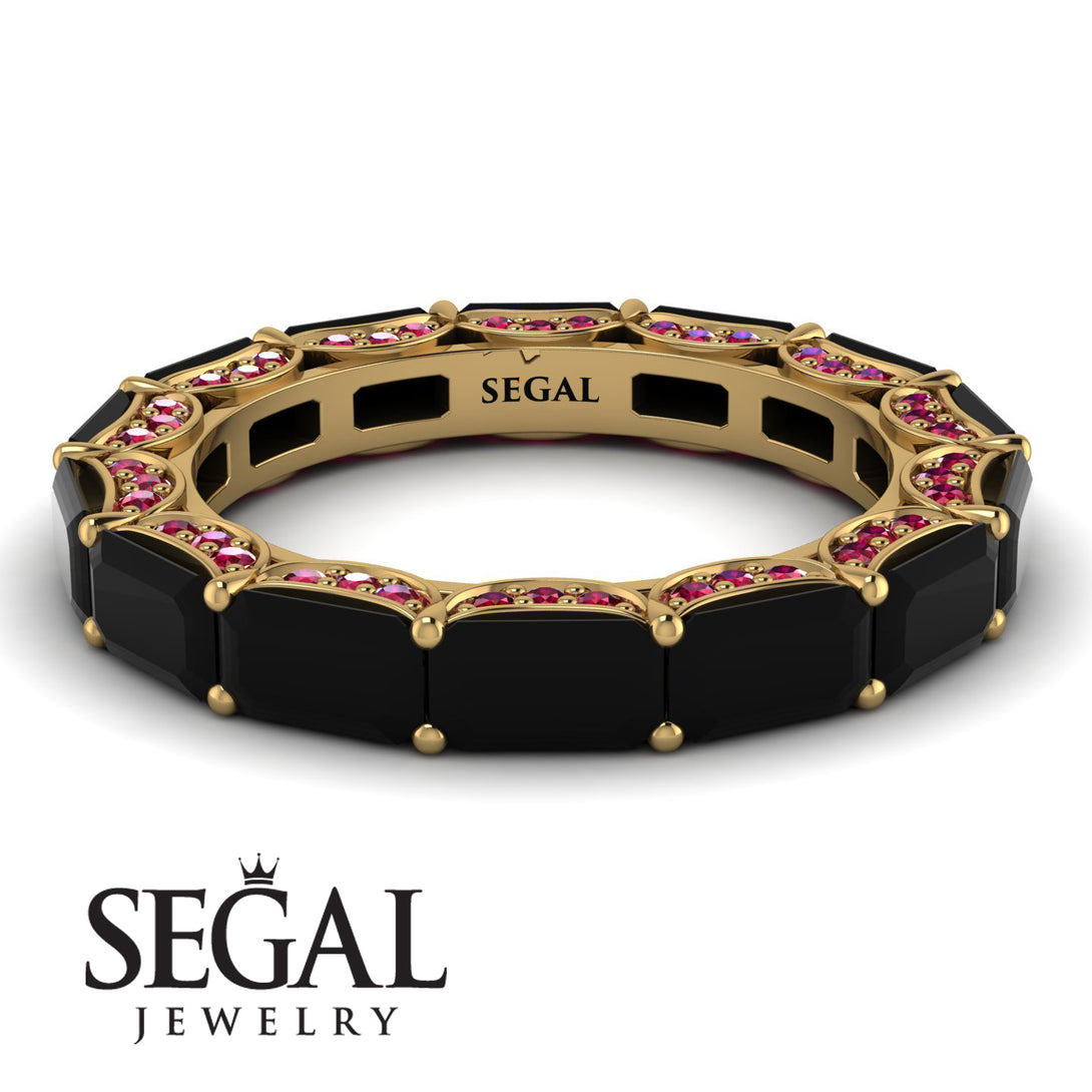 Eternity Emerald Hidden Black Diamonds Band - Ember No. 52