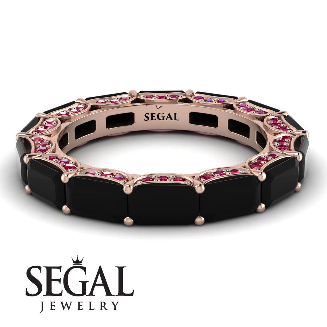 Eternity Emerald Hidden Black Diamonds Band - Ember No. 53