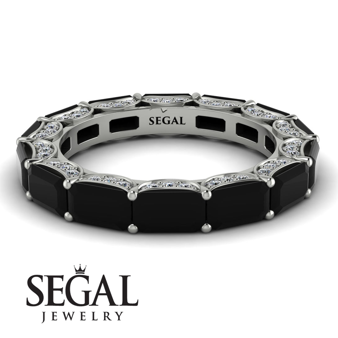 Eternity Emerald Hidden Black Diamonds Band - Ember No. 9