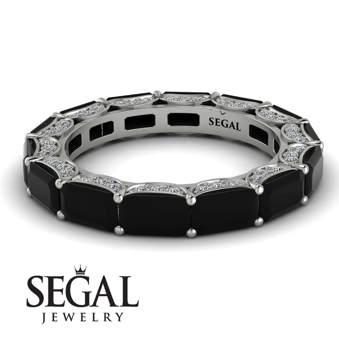 Eternity Emerald Hidden Black Diamonds Band - Ember No. 9
