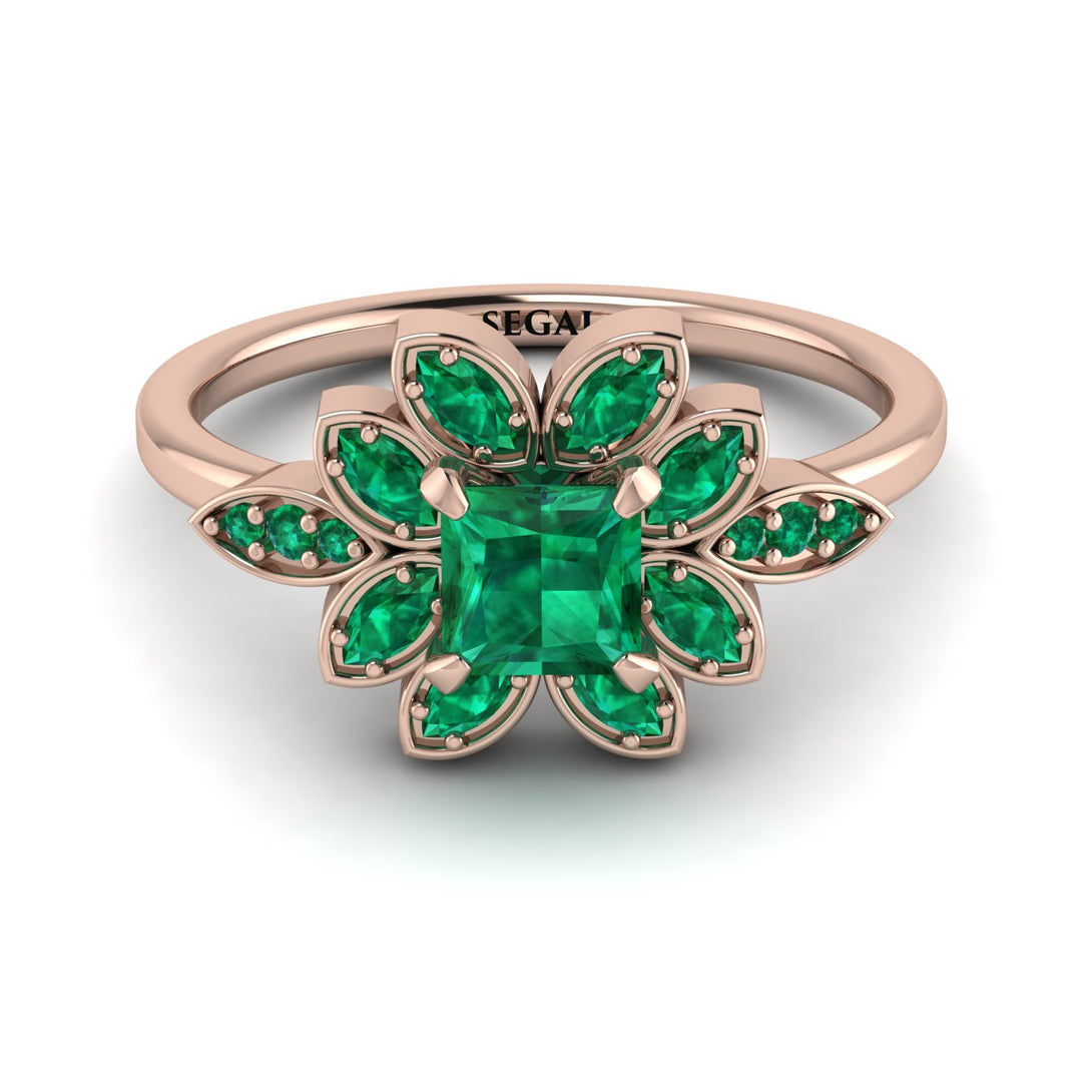 Floral Nature Inspired Emerald Ring - Carol No. 20