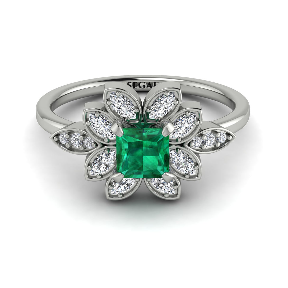 Floral Nature Inspired Emerald Ring - Carol No. 6