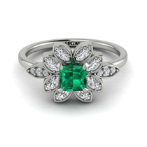 Floral Nature Inspired Emerald Ring - Carol No. 6 image 1