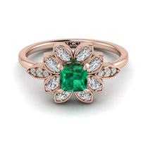 Floral Nature Inspired Emerald Ring - Carol No. 5 image 1
