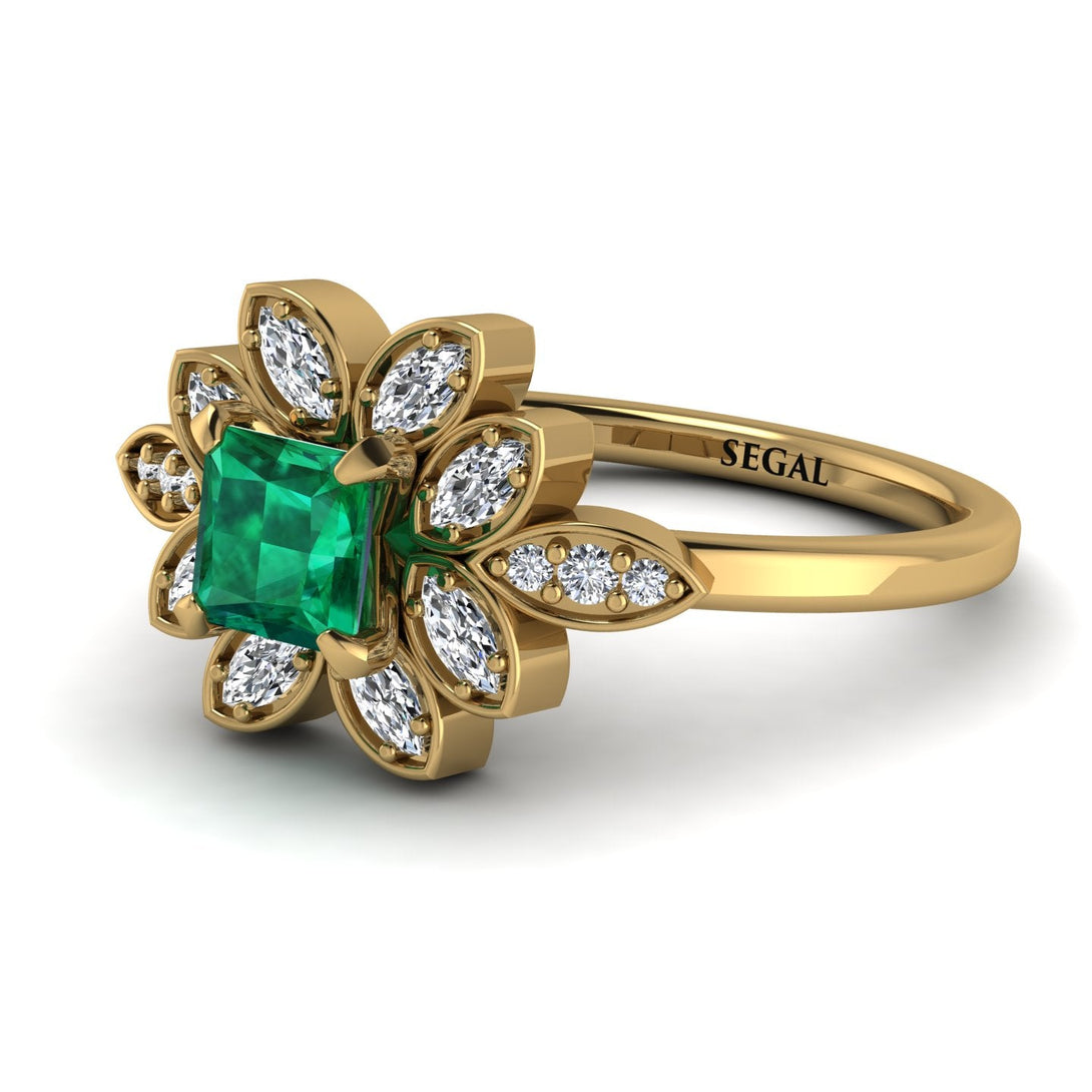 Floral Nature Inspired Emerald Ring - Carol No. 4