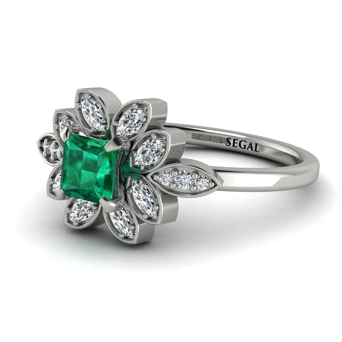 Floral Nature Inspired Emerald Ring - Carol No. 6