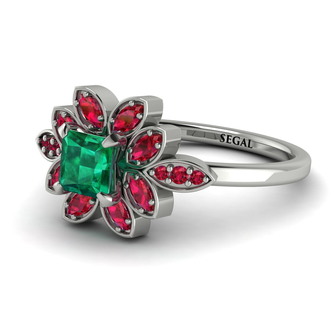 Floral Nature Inspired Emerald Ring - Carol No. 51