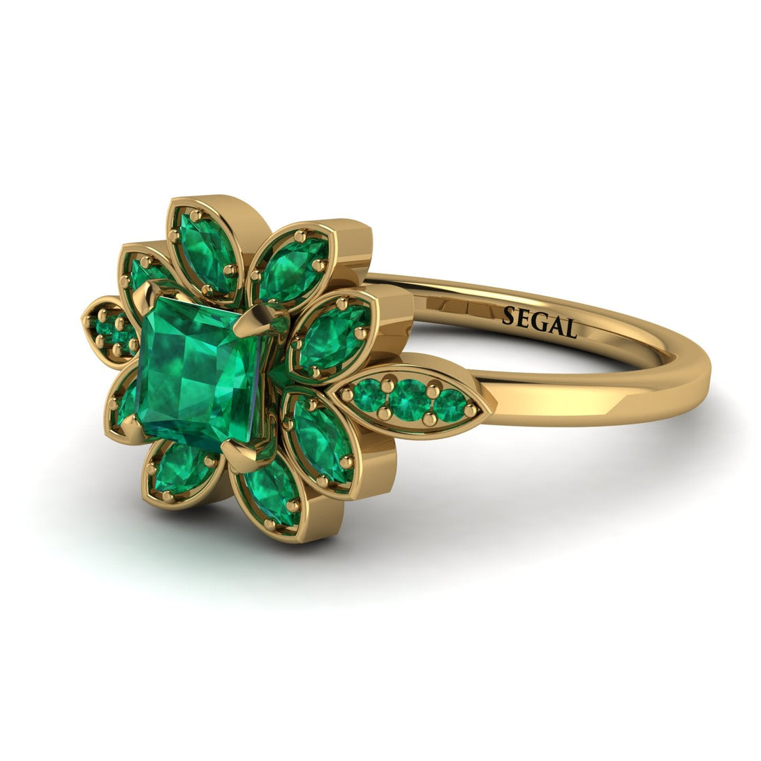 Floral Nature Inspired Emerald Ring - Carol No. 19