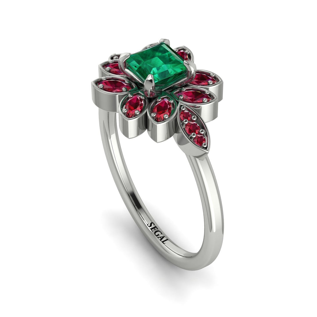 Floral Nature Inspired Emerald Ring - Carol No. 51