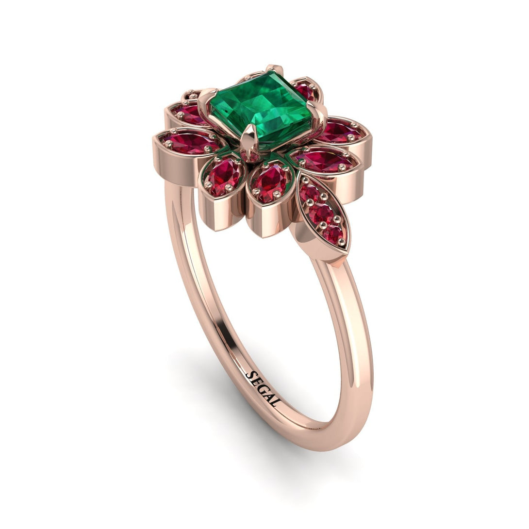 Floral Nature Inspired Emerald Ring - Carol No. 50