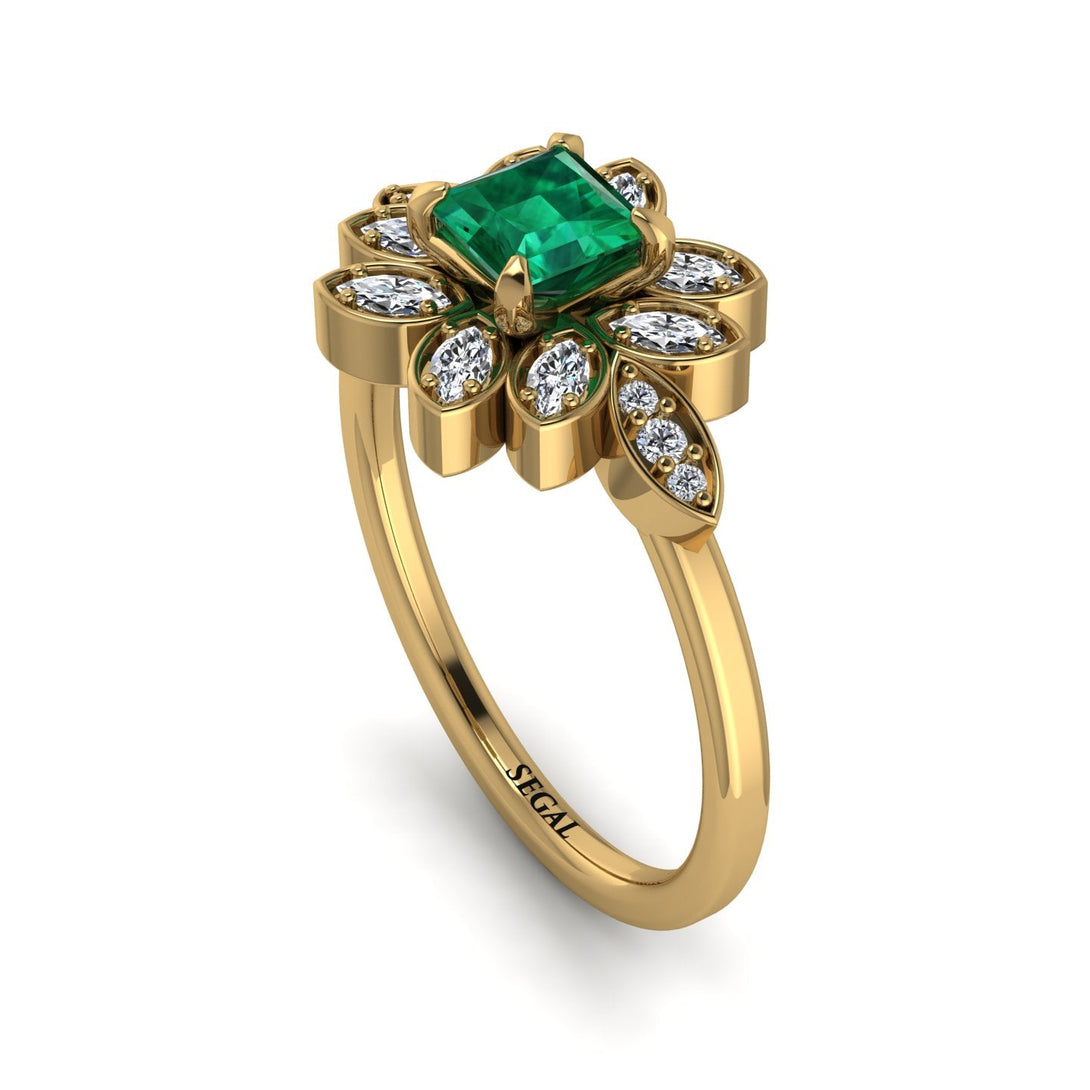 Floral Nature Inspired Emerald Ring - Carol No. 4