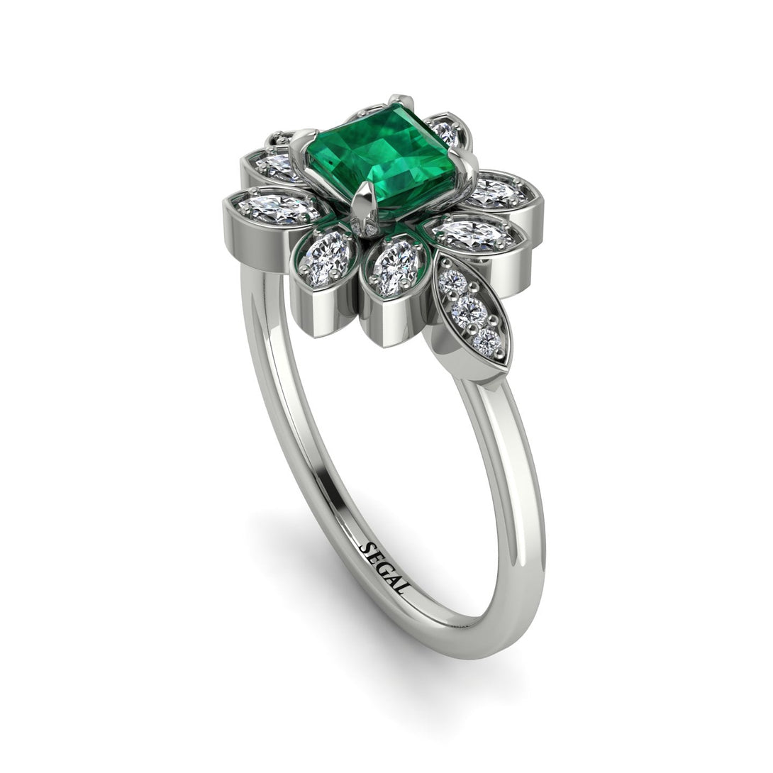 Floral Nature Inspired Emerald Ring - Carol No. 6