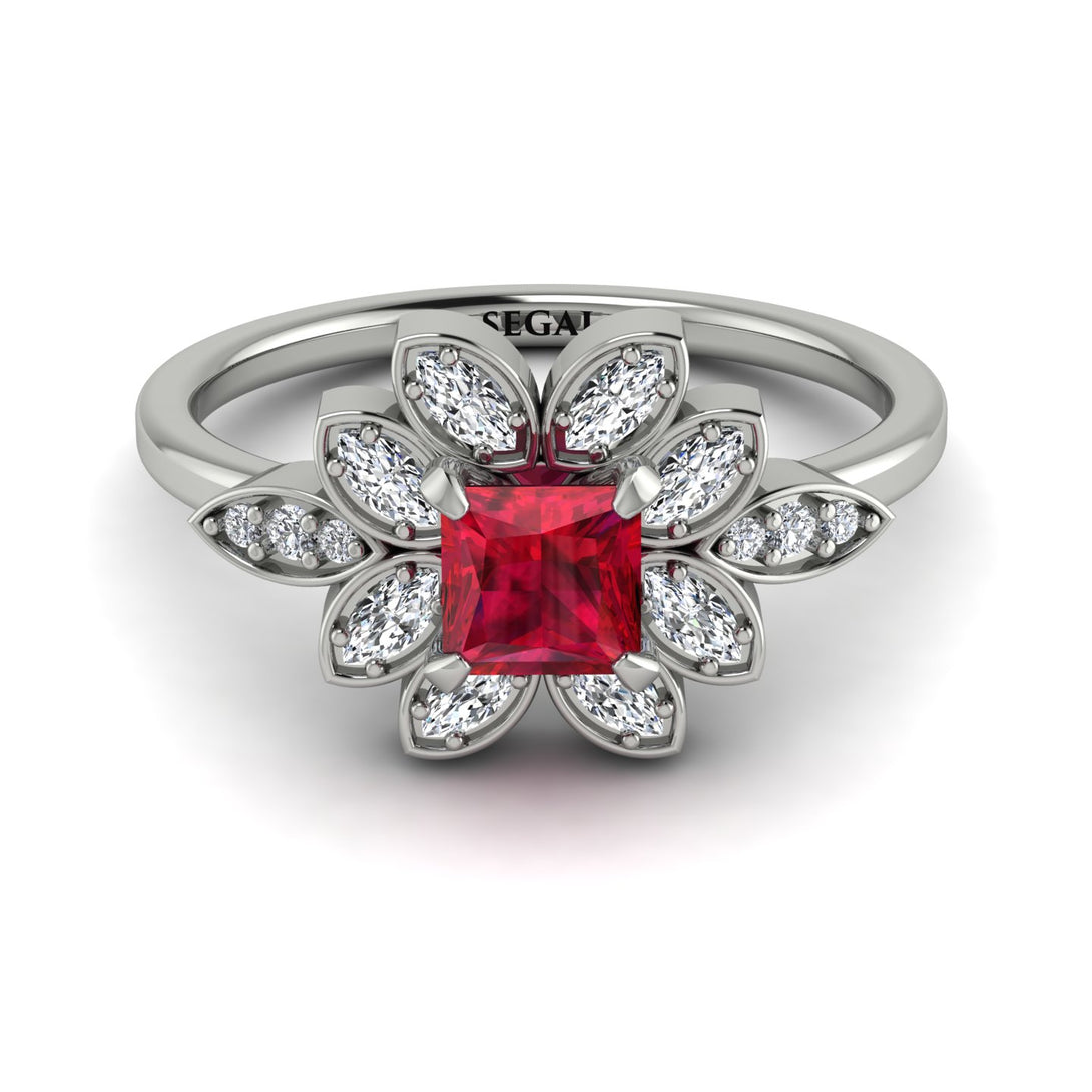 Floral Nature Inspired Ruby Ring - Carol No. 12