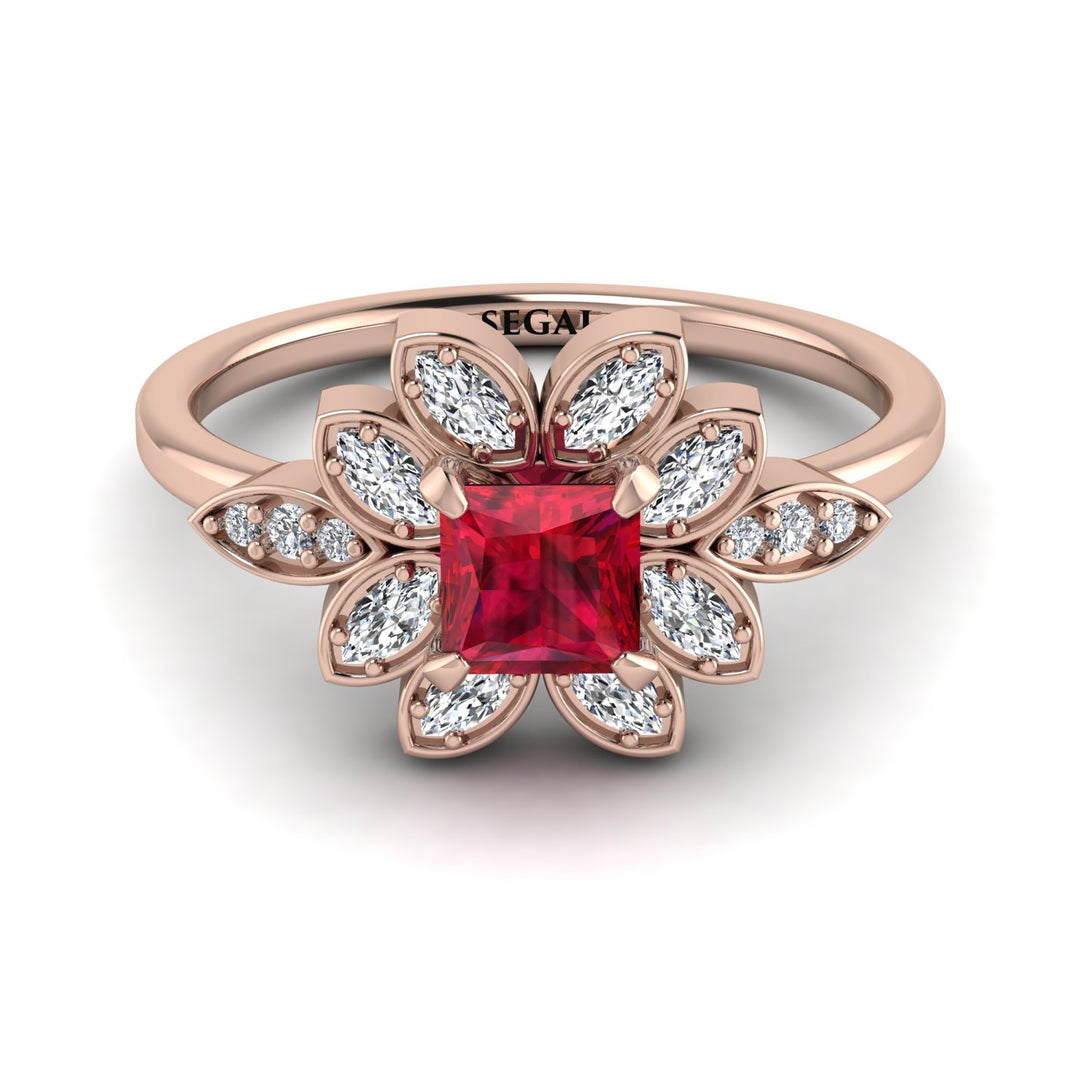 Floral Nature Inspired Ruby Ring - Carol No. 11