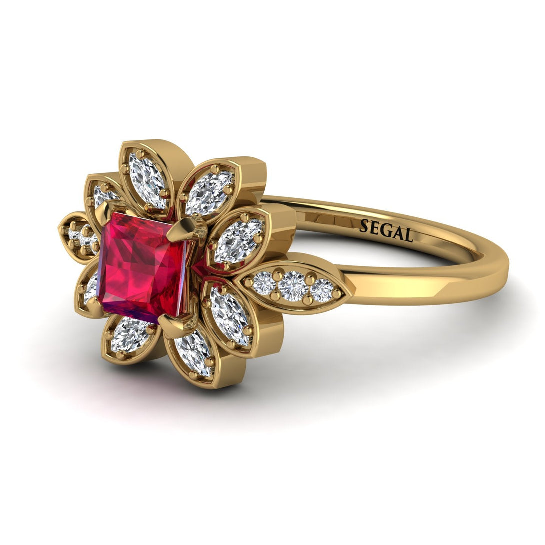 Floral Nature Inspired Ruby Ring - Carol No. 10